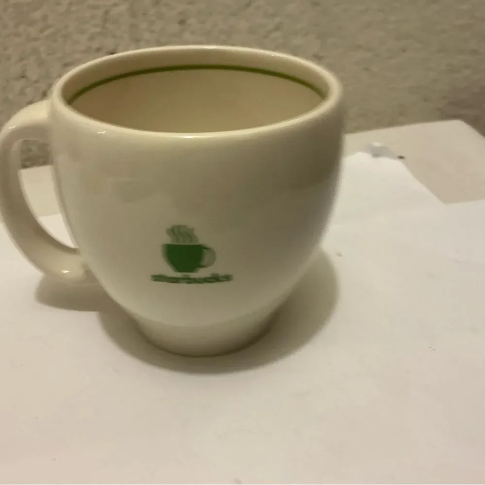 Vintage Starbucks Barista White Coffee Mug Cup Green Logo 2003